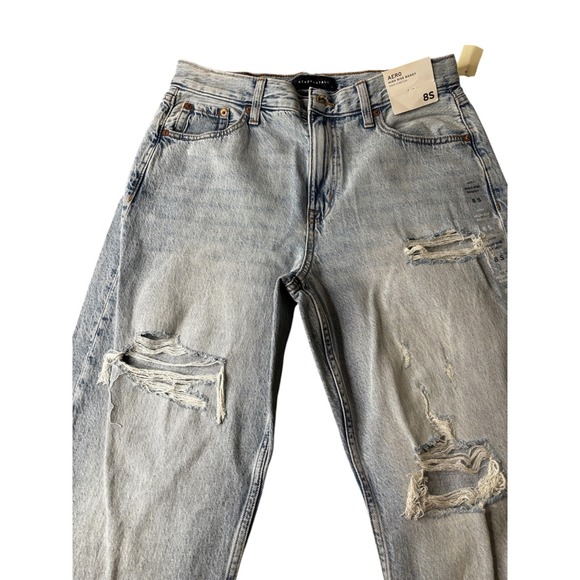 Aeropostale High Rise Baggy Distressed Jeans Light Wash Non Stretch 8S 4000 - Picture 3 of 15
